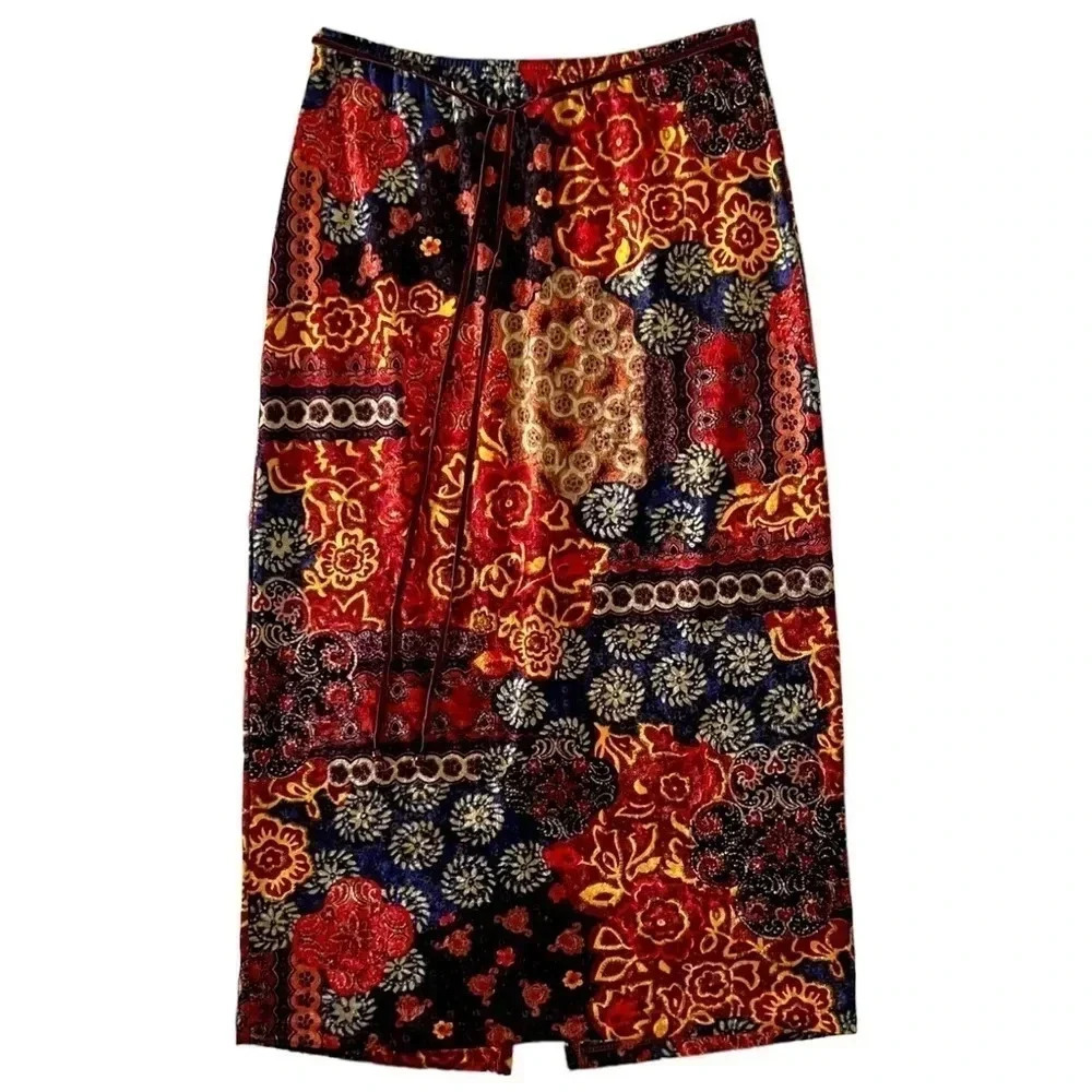 Vintage 90’s Velour Midi Maxi Skirt